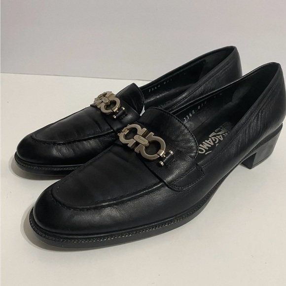 Salvatore Ferragamo Women's Shoes Size 8C Black Leather Italy Elegant - Picture 1 of 14